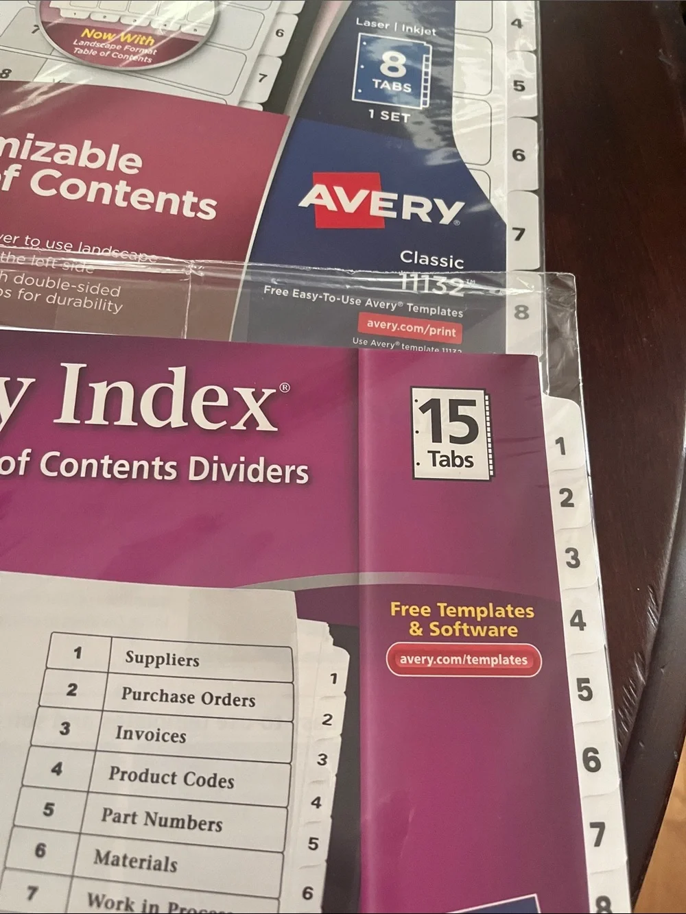 Avery durable table of contents dividers